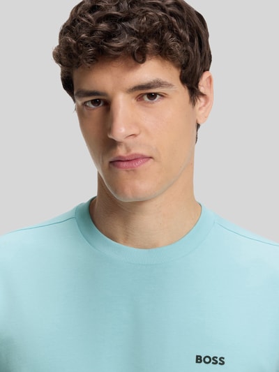 BOSS Green męski t-shirt o kroju regular fit z mieszanki bawełny Morski 3