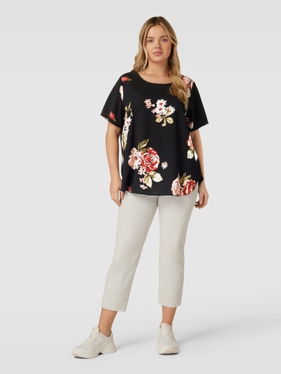 ONLY CARMAKOMA PLUS SIZE blouseshirt met all-over bloemenmotief, model 'VICA' Zwart - 1