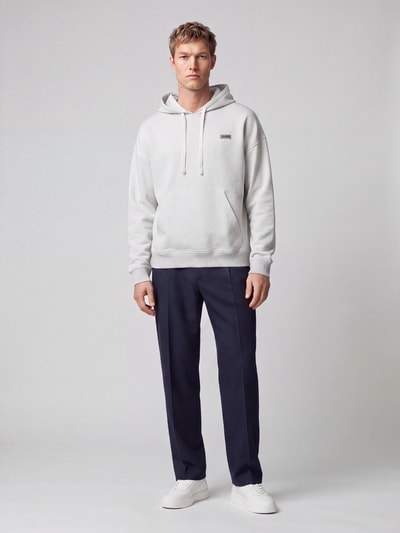 HUGO Blue Bluza z kapturem z naszywką z logo Jasnoszary melanż 1