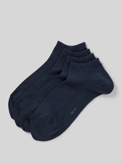 Esprit Sneakersocken mit gerippten Bündchen Modell 'Solid' im 4er-Pack Dunkelblau 1