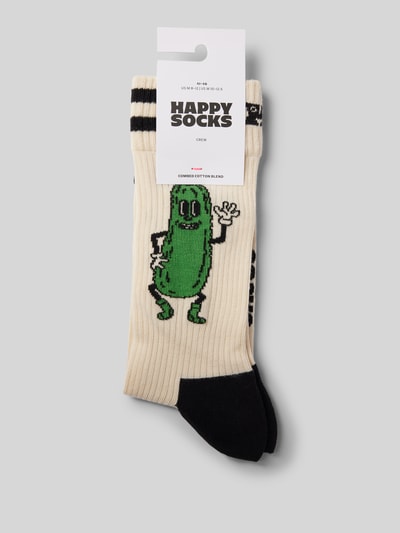 Happy Socks Socken mit Motiv-Stitching Modell 'Pickles' Offwhite 1