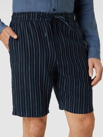 Knowledge Cotton Apparel Bermudas aus Leinen mit Streifenmuster Marine 3