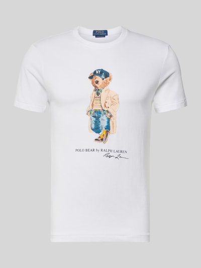 Polo Ralph Lauren Slim Fit t-shirt van pure katoen met polo bear-print model '26/1' Wit - 1