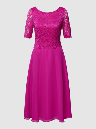 Vera Mont Cocktailkleid mit Spitzenbesatz Pink 2