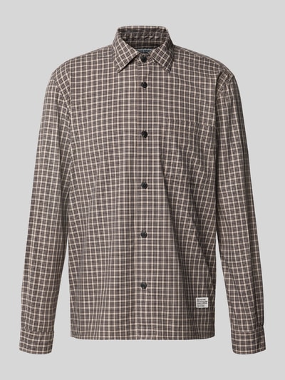 Produktfoto, Regular Fit Freizeithemd aus reiner Baumwolle von Marc O'Polo DENIM, kariertes Muster in Braun und Beige, glatte Baumwolloberfläche