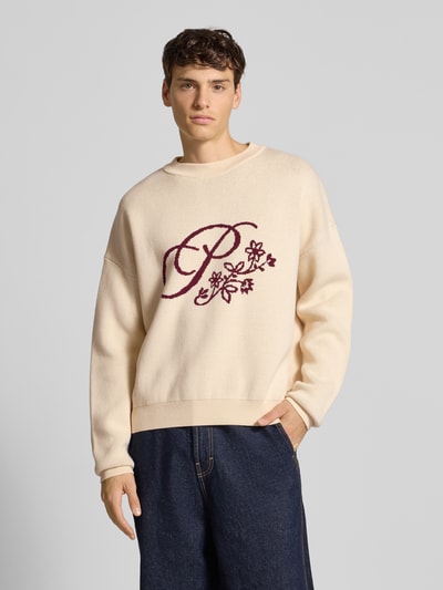 PROHIBITED Oversized Strickpullover mit gerippten Abschlüssen Ecru 4