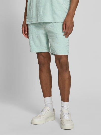 BOSS Orange Regular Fit Sweatshorts aus Baumwoll-Mix Modell 'SE_FLOWER' Tuerkis 4