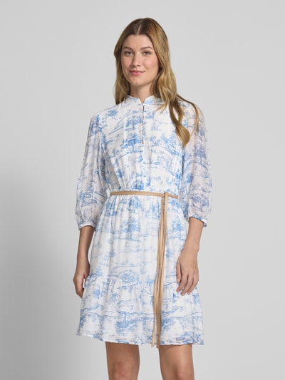 Christian Berg Woman Selection Knielanges Kleid aus Viskose-Mix mit Bindegürtel Ecru 4