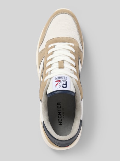Produktfoto, sneakersy Sneaker mit Label-Detail Modell 'Alain' von HECHTER PARIS, kremowe i beżowe, detal z logo, fakturowana podeszwa, zaokrąglony kształt, wiązanie, wysokość obcasa przy rozmiarze 44: 4 cm, wysokość cholewki: 7 cm, szerokość w rozmiarze 44: 10 cm