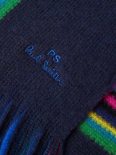 PAUL SMITH Wollschal mit Label-Stitching Marine 2