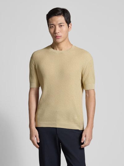Emporio Armani Slim Fit T-Shirt mit Seiden-Anteil in Strick-Optik Offwhite 4