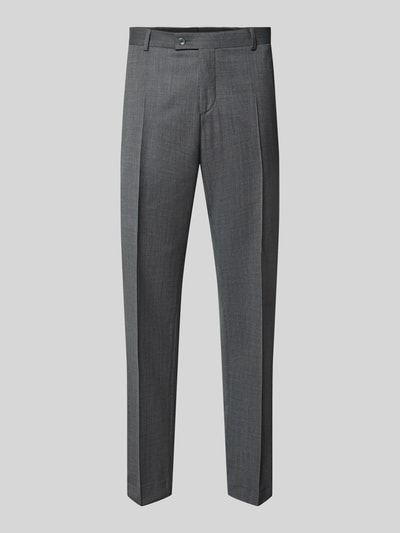 Productfoto, Straight Fit broek uit scheerwolmix van bugatti in grijstinten met bandplooien, achterzakken, knoop- en ritssluiting, bandwijdte maat 50: 44 cm, binnenbeenlengte maat 50: 82 cm