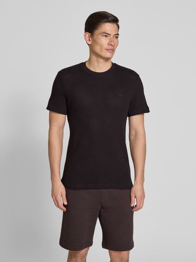 Lacoste męski t-shirt o kroju regular fit z czystej bawełny Czekoladowy 4
