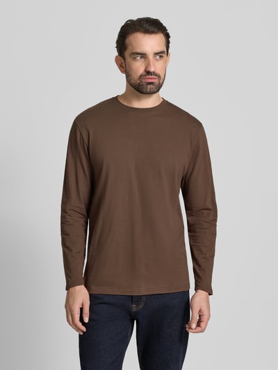 RAGMAN Shirt met lange mouwen en geribde ronde hals Donkerbruin - 4