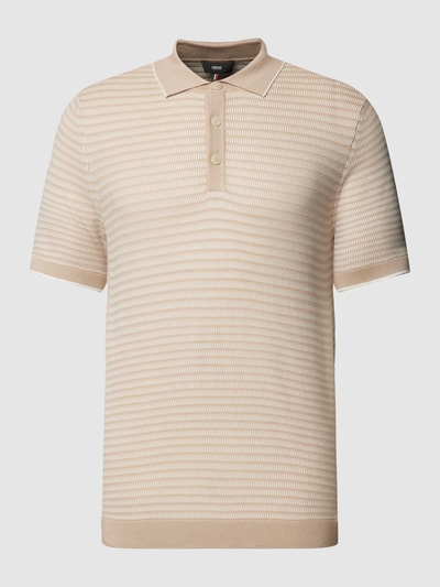 Cinque Slim Fit Poloshirt mit Streifenmuster Modell 'Flavius' Sand 2