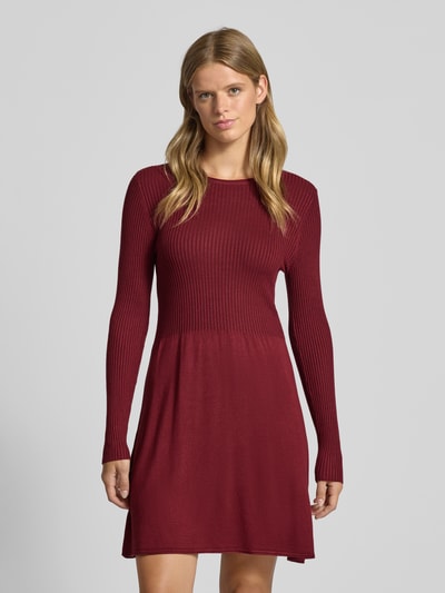 Only Licht uitlopende gebreide jurk van viscosemix, model 'ALMA' Donkerrood - 4