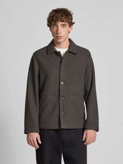 Marc O'Polo Denim Regular Fit Wolljacke mit Umlegekragen Dunkelbraun 4