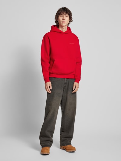 REVIEW Essentials hoodie met logo Rood - 1