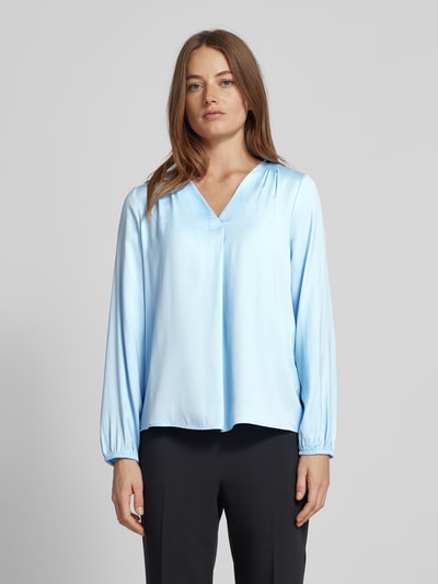 comma Blusenshirt mit V-Ausschnitt Bleu 4