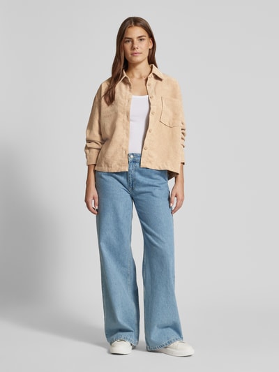 Tom Tailor Denim Comfort fit corduroy overhemd met opgestikte borstzak Beige - 1