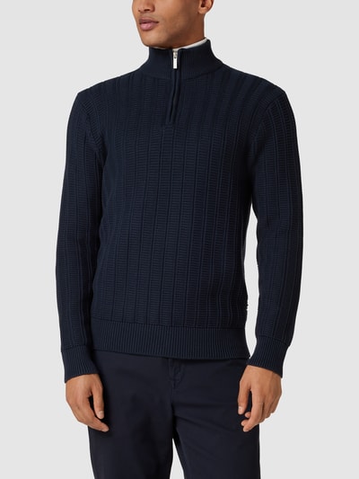 Esprit Collection Strickpullover mit kurzem Reißverschluss Marineblau 4