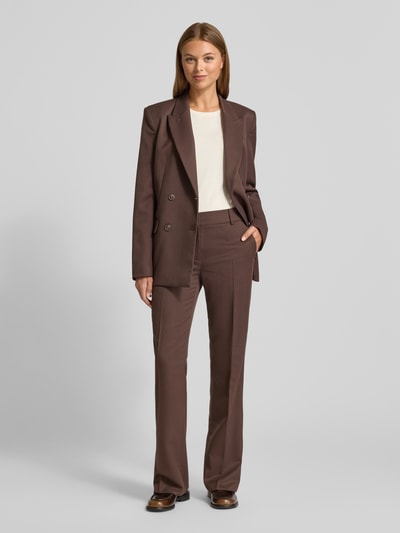 Jake*s Collection Regular Fit Anzughose mit Strukturmuster Dunkelbraun 1