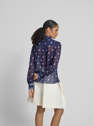 Self-Portrait Hemdbluse im semitransparentem Design Blau 5