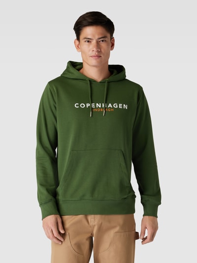 Lindbergh Hoodie met labelprint, model 'Copenhagen' Appeltjesgroen - 4