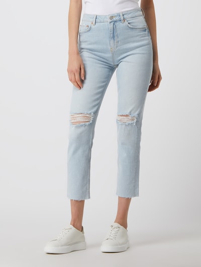 Review Jeansy o kroju Straight Fit z dodatkiem streczu Jasnoniebieski 4