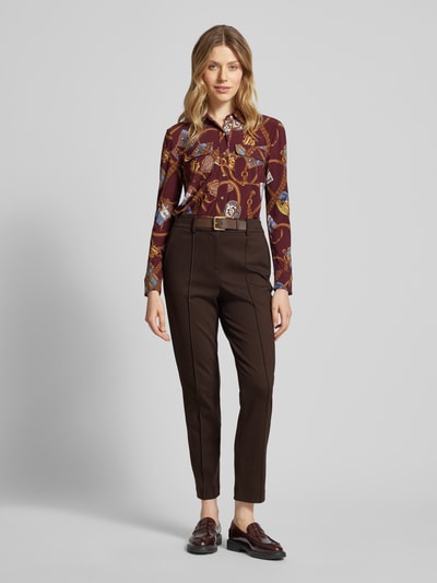 Lauren Ralph Lauren Regular fit stoffen broek met vaste persplooien, model 'SANNA' Donkerbruin - 1