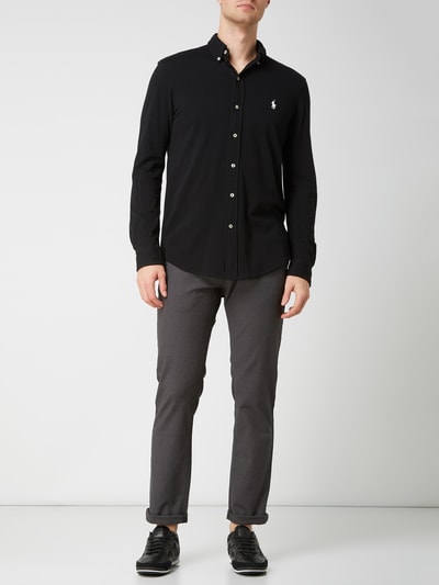 Montego Men Broek met reguliere pasvorm en stretch, model 'Edward' Zwart - 1