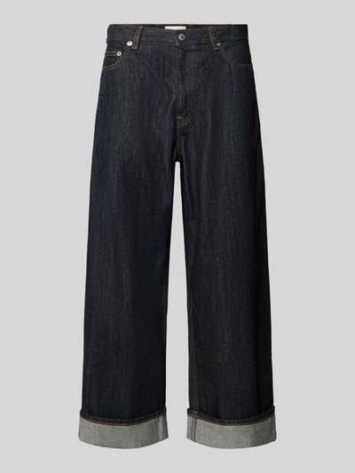 Produktfoto, Wide Fit jeans van puur katoen Model 'TIMOTHY' van Samsøe Samsøe, 5-pocketmodel, riemlussen, knoop- en ritssluiting, donkere denimstructuur