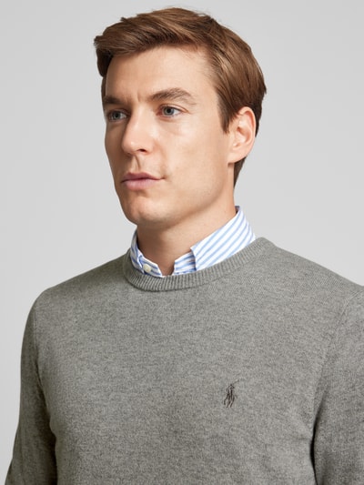 Polo Ralph Lauren Gebreide pullover van lanawol met ronde hals Middengrijs gemêleerd - 3