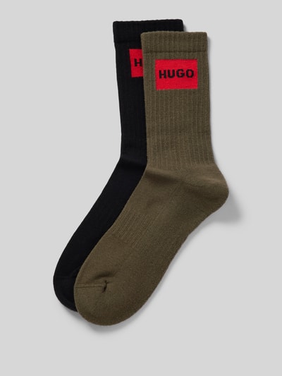 HUGO Socken mit Label-Stitching im 2er-Pack Oliv 1