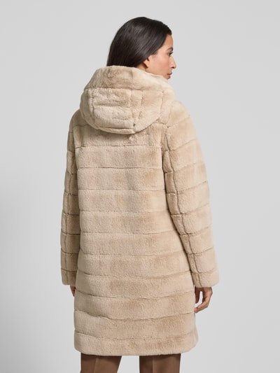 PETITE M. Płaszcz ze sztucznego futra z kapturem i wpuszczanymi kieszeniami Piaskowy 5