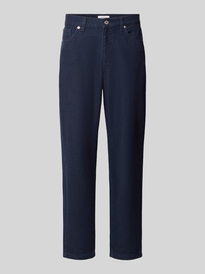 Produktfoto, dunkelblaue Regular fit Tapered Jeans aus Baumwoll-Hanf-Mix Modell 'MAURO' von Selected, glatte Struktur, Herren Tapered Jeans