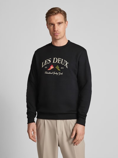 Les Deux Sweatshirt mit Label-Stitching Modell 'Ivy' Black 4