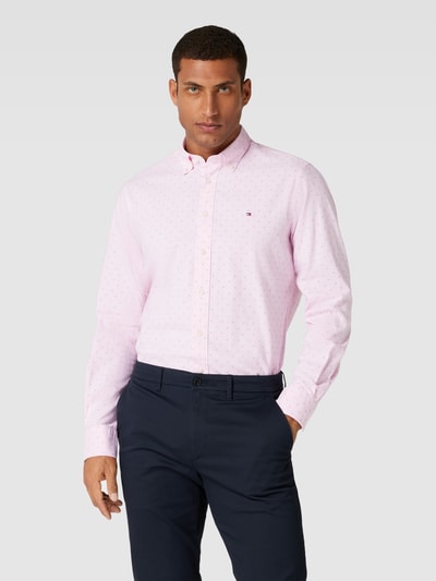 Tommy Hilfiger Tailored Business-Hemd mit feinem Allover-Muster Modell 'GEO' Rosa 4