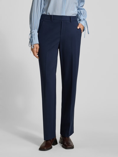 STEHMANN Straight leg stoffen broek met persplooien, model 'Fenja' Marineblauw - 4