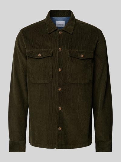 Jack & Jones Regular Fit Cordhemd mit Brustpattentaschen Modell 'EDDIE' Oliv 2