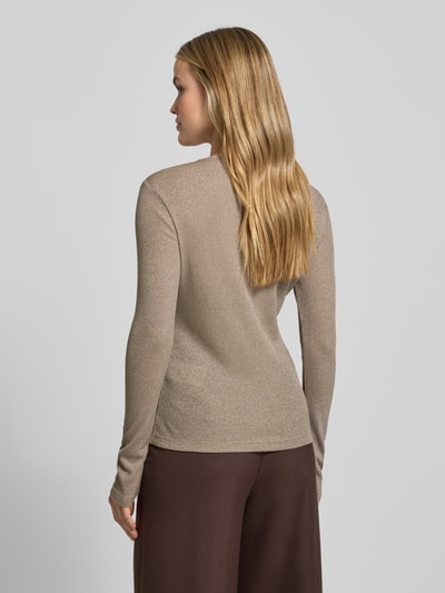 OPUS Bluzka z mieszanki wiskozy z długim rękawem i listwą guzikową model ‘Sosmica’ Szarobrązowy 5