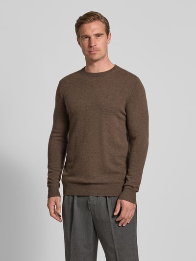 Christian Berg Men Strickpullover aus Wolle-Kaschmir-Mix Dunkelbraun Melange 4