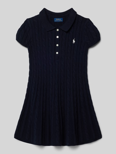 Polo Ralph Lauren Teens Strickkleid mit Zopfmuster und Label-Stitching Marine 1