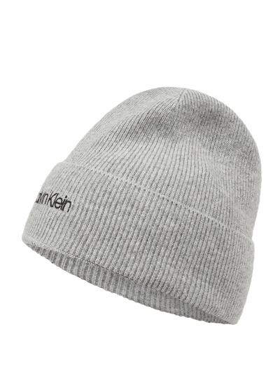 CK Calvin Klein Beanie mit Kaschmir-Anteil  Silber Melange 1