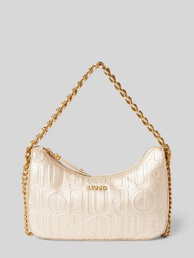 Liu Jo White Handtasche mit Label-Strukturmuster Modell 'ADONIDE' Gold 2