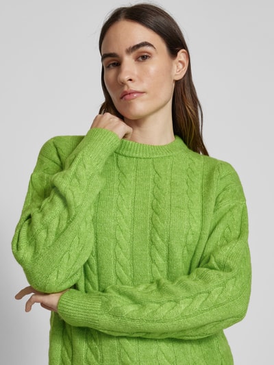 Christian Berg Woman Gebreide pullover met kabelpatroon Appeltjesgroen - 3