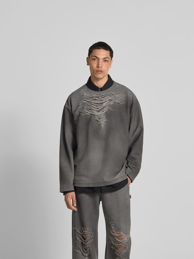 Diesel Longsleeve mit Used-Look Mittelgrau 4