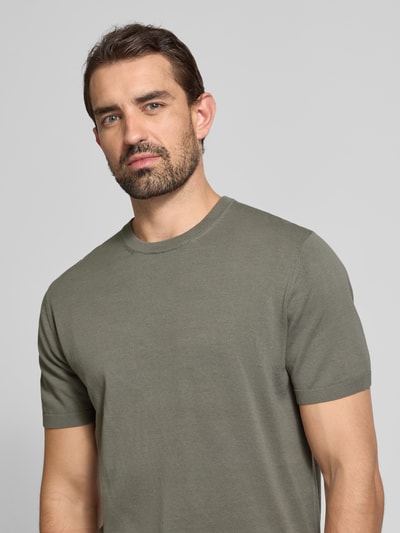 Christian Berg Men T-Shirt mit geripptem Rundhalsausschnitt Metallic Gruen 3