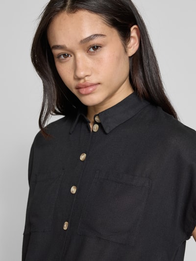 Pieces Bluzka koszulowa o pudełkowym kroju z wiązanym detalem model ‘PIA’ Czarny 3