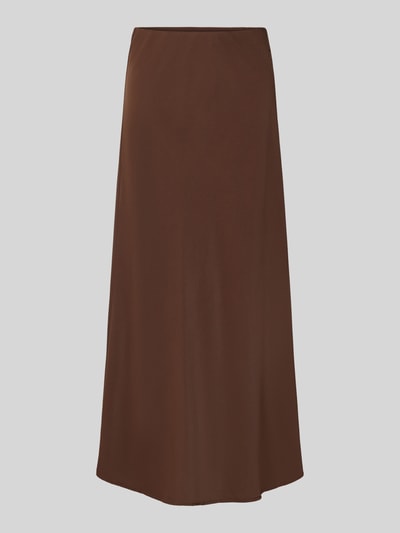 Produktfoto, ausgestellter brauner Maxi-Rock mit elastischem Bund, fließender Stoff, glatte Textur, Ausgestellter Maxi-Rock mit elastischem Bund Modell 'FRANAN' von PIECES, Damen Maxi-Rock von PIECES